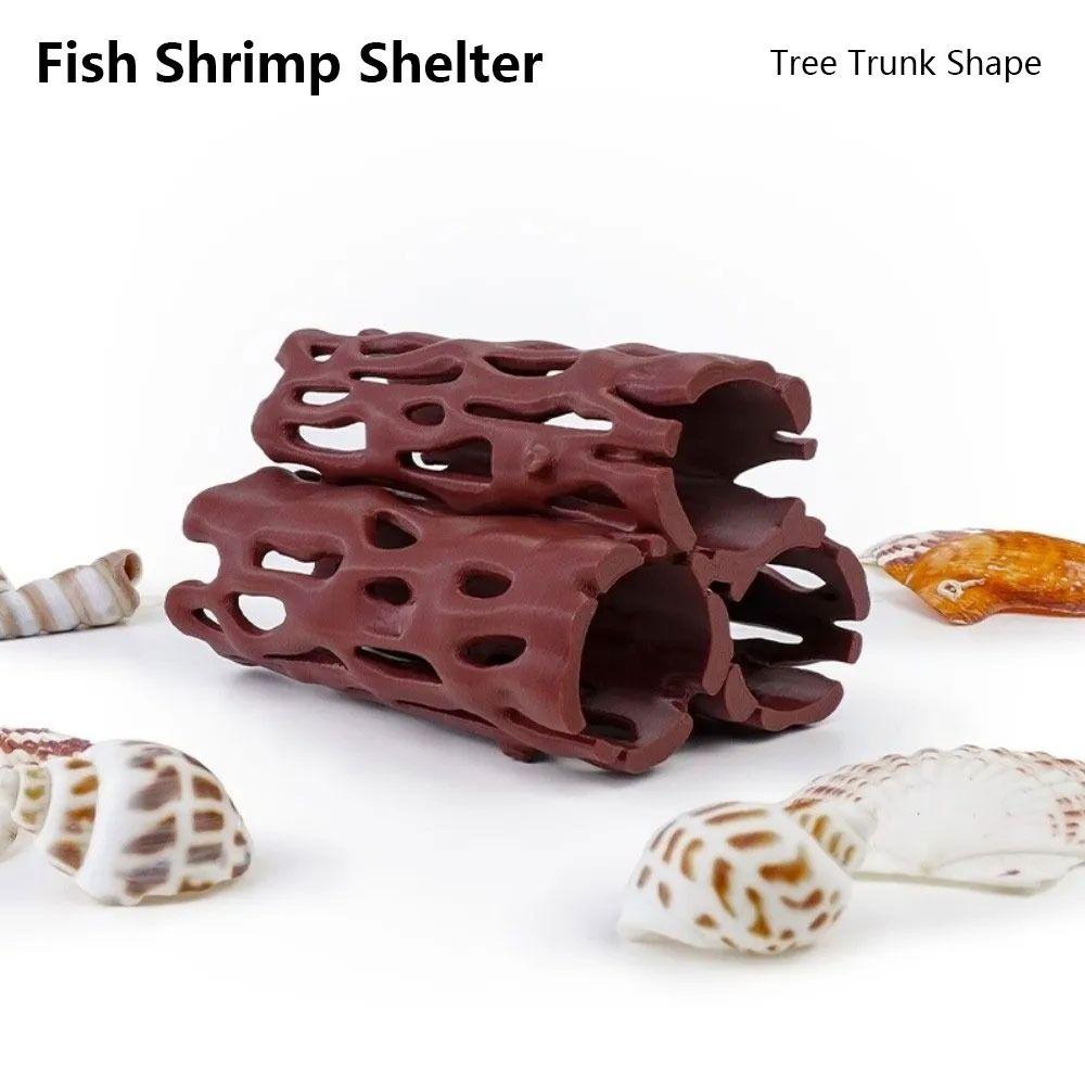 Tree Trunk Shape Fish Shrimp Shelter Plastic Fish Breeding Cave  for Fish Tank Aquarium Landscaping