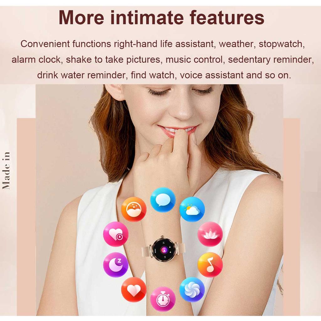 LUCKY START Fashion Smart Watch Women Bracelet Heart Rate Monitor Custom Dial Sports Fitness Watch Ladies Waterproof Smartwatch Android