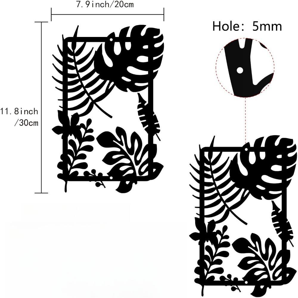 

Iron Tropical Leaf Wall Art Black Metal Decor for Modern Farmhouse Rustic Boho Home Rectangle Frame 11.8x7.9 Inch 12in чёрный