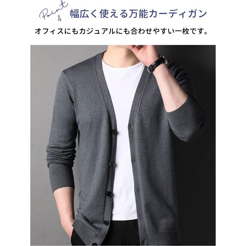 Business Knit Cardigan for EMY-li Men's Fall/Winter (Camel, XL)