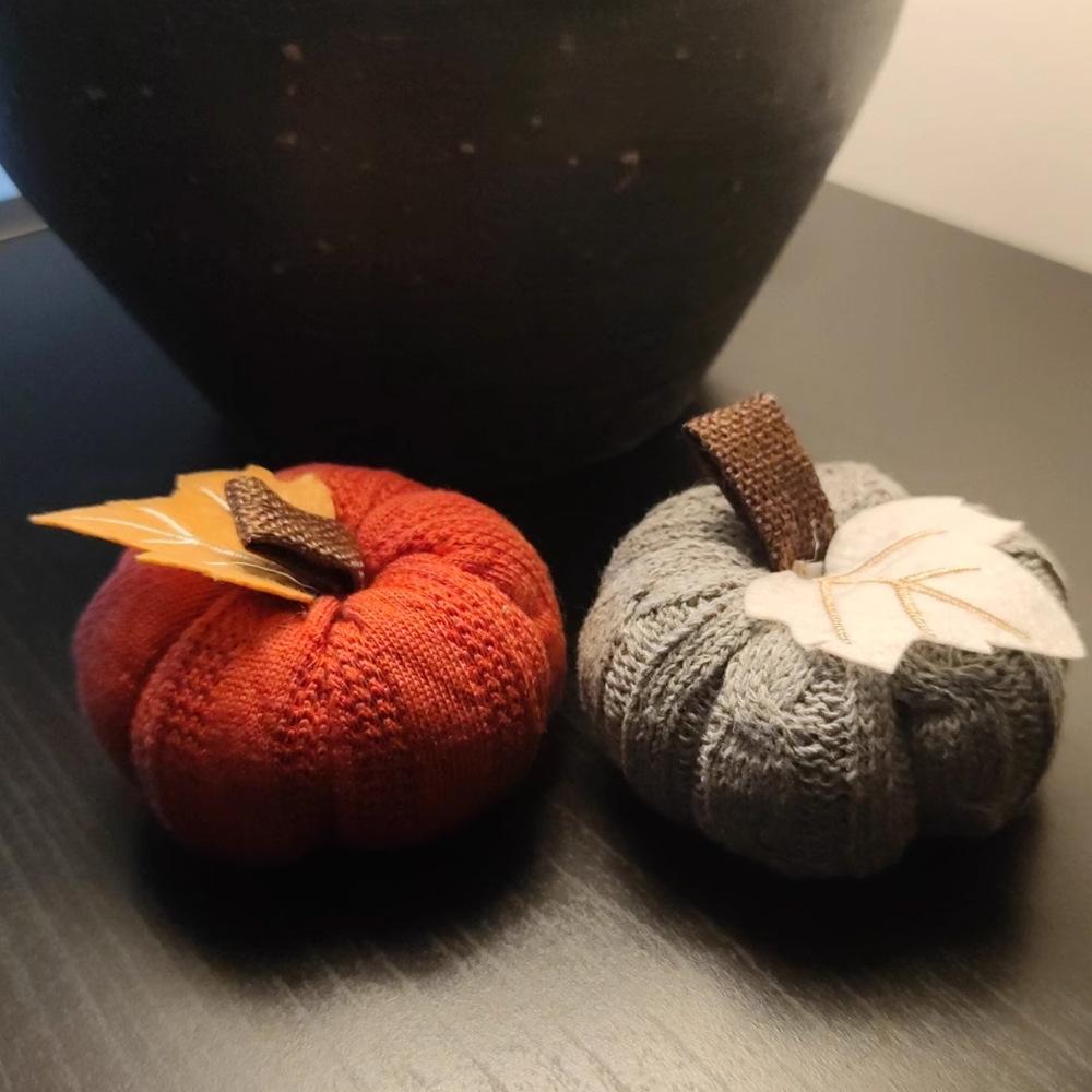 Knitted Pumpkin Decorations for Harvest Festival Orange Pumpkin Pendant Thanksgiving Knitted Pendant Venue Decoration Supplies