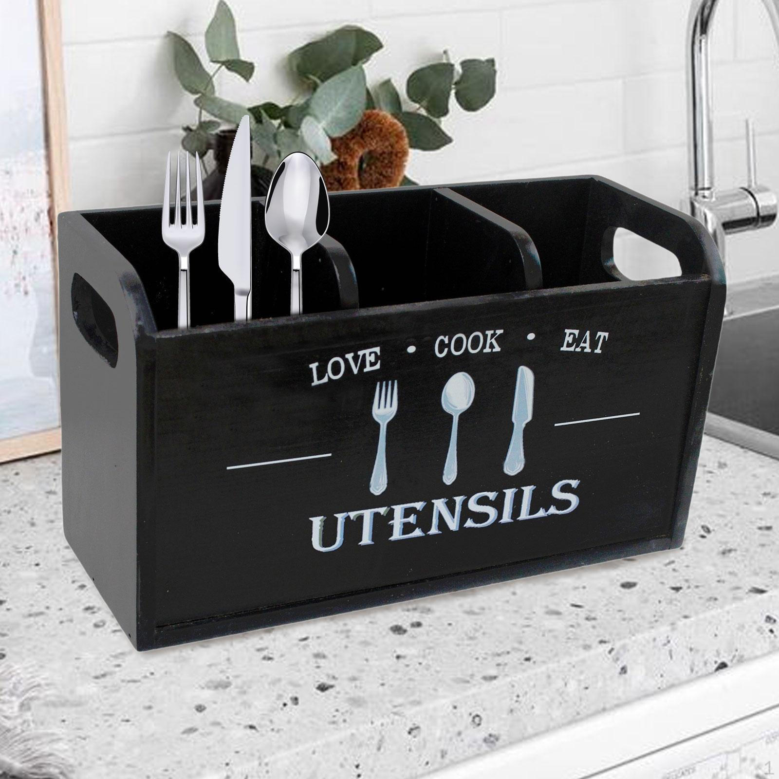

Подставка для кухонных принадлежностей Коробка для столовых приборов Многоцелевой органайзер для кухонных инструментов Хранение чёрный