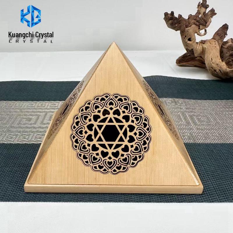 Geometric White Sage Incense Burner - Bamboo Pyramid Sandalwood Box