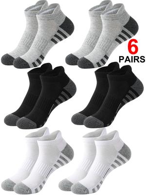 6 Pairs Ankle Athletic Running Socks Cushioned Breathable Low Cut Sports Tab Socks For Men And Women