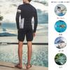 Rashguard Swimsuit for Top and Bottom Fitness Long Front Surf Swim UV Hot Competitive Sweat Quick [wechose] Men, Set, Swimsuit, 3-Piece Set, Zip-Up,