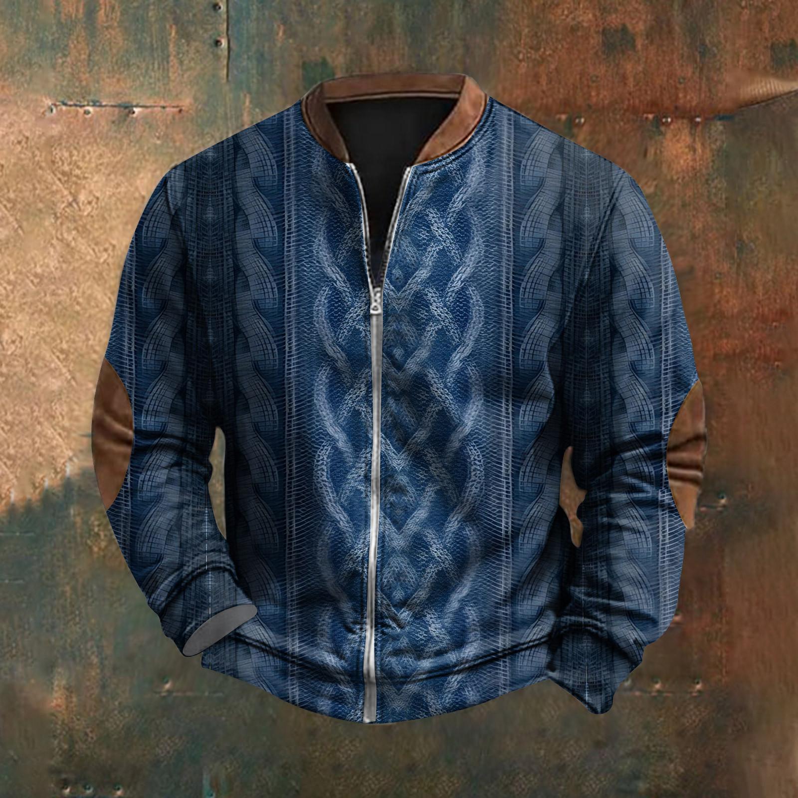 

Мужская повседневная толстовка в стиле ретро с градиентным принтом M синий