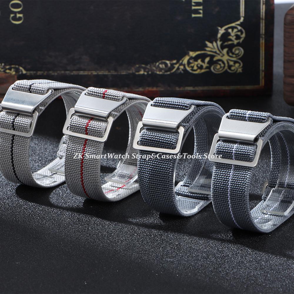 18mm 20mm 22mm Nylon Watchband for Seiko Army Military Woven Elastic Straps for French Troops Parachute Bag Men Women Sport Band