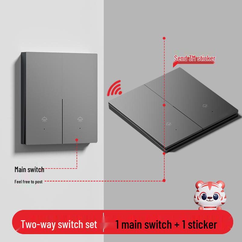 Smart Wireless Double Control Light Switch - No Wiring Needed, 220V Remote Master-Slave System
