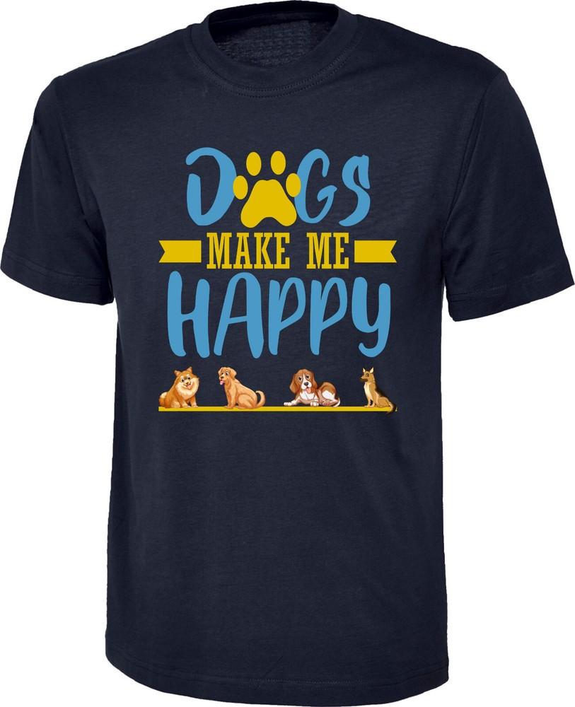 Dogs Make Me Happy Tshirt Dog Quote Funny Slogan Dog Lover Pet Unisex Tee Top S