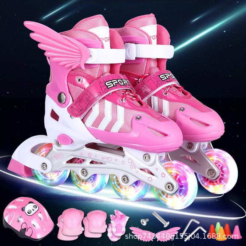 Rollers Réglables Enfants Avec Roues Lumineuses – Taille S/M/L, Scratchs, Protection Cheville, Débutants