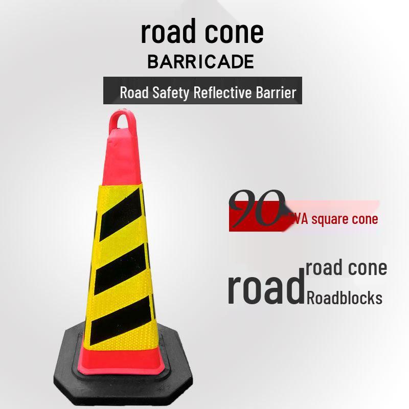 70cm Reflective Rubber Safety Cone - High-Speed Traffic Warning & Isolation Barrier
