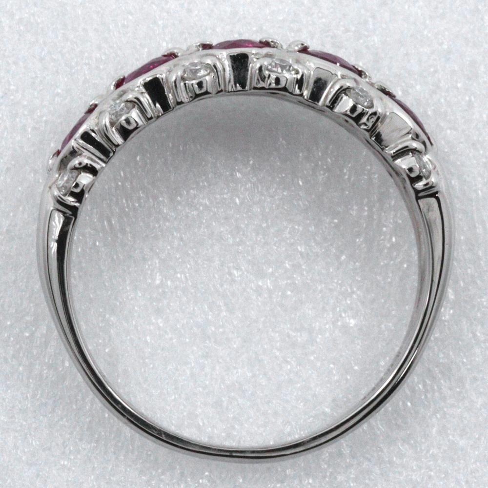 Ring Pt900Platinum/Ruby/diamond #4.9(US Size) 3.7g Women Used