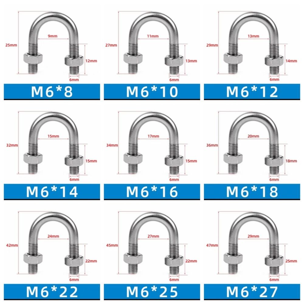 5 buc șuruburi în U din oțel inoxidabil Dimensiune standard de înaltă rezistență pentru țeavă în formă de U Cataramă de fixare în formă de U M6 anti-coroziune