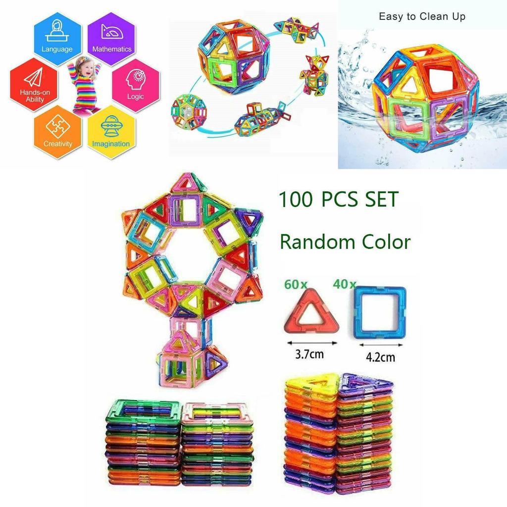Educational Magnetic Blocks Building Kit Featuring Durable Nontoxic Plastic And Bright Multicolor Design