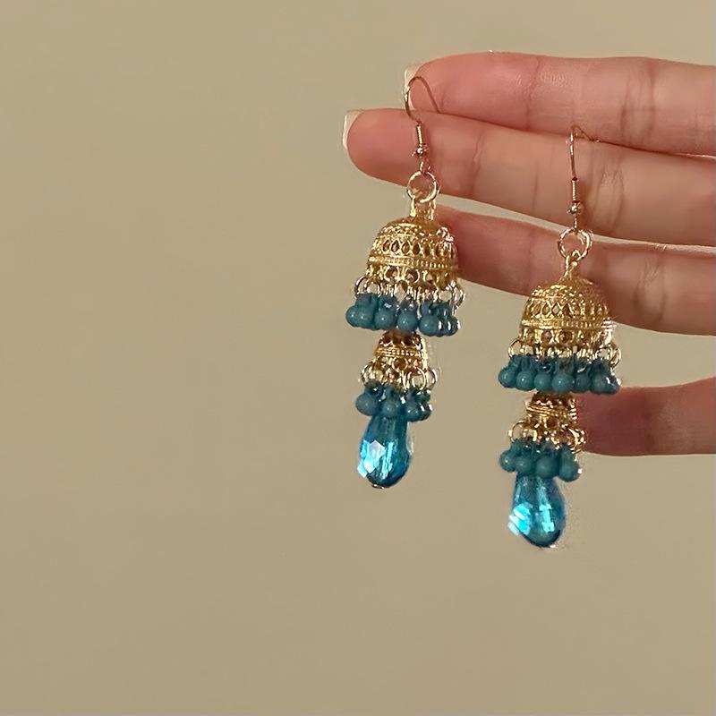 

Геометрические полые серьги-колокольчики с бахромой, новые серьги с китайским темпераментом, крючки для ушей, нишевая мода, легкая роскошь, высококлассные серьги