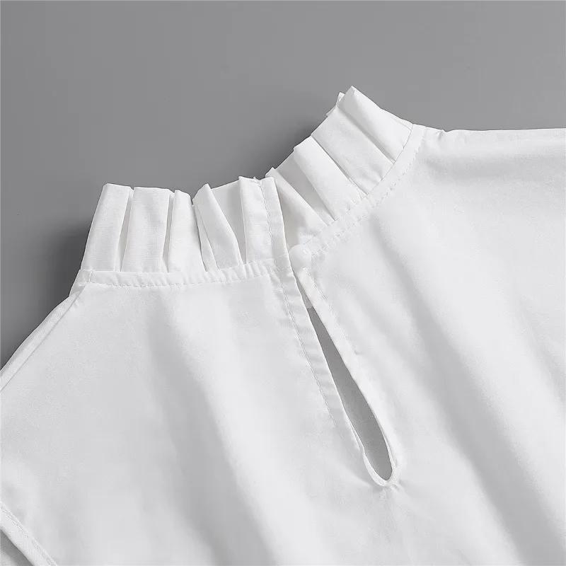 Female Stand Ruffle Shirt Fake Collar Womens Detachable False Collar White/Black/Pink Sweater Blouse Top Faux Collar Neckwear