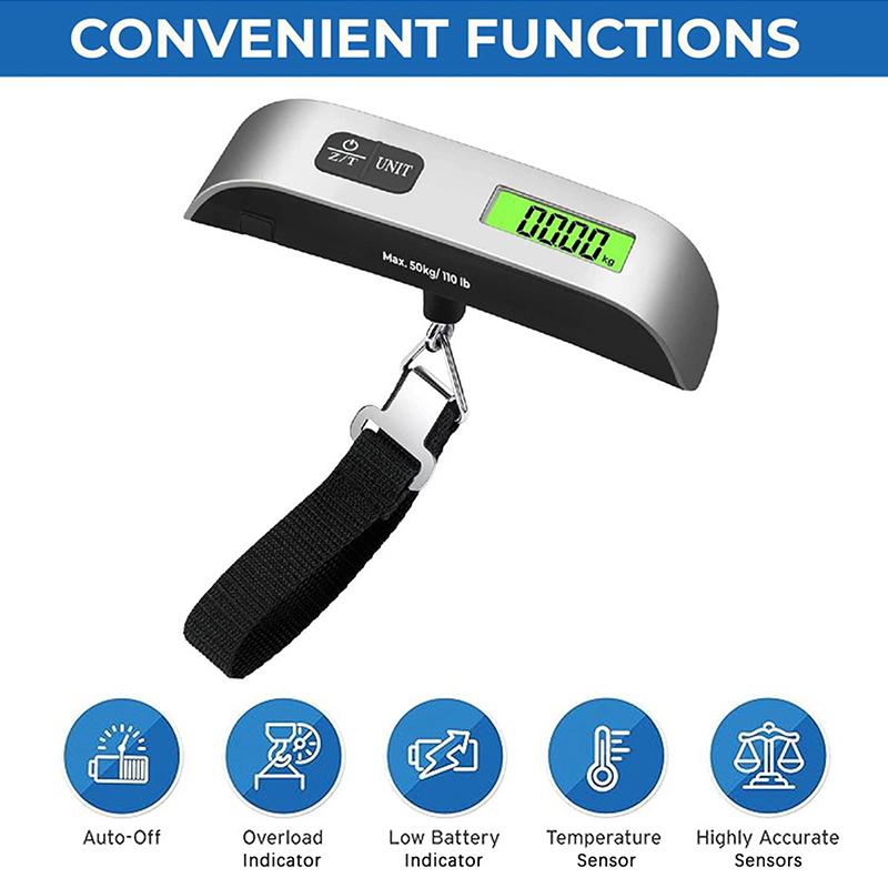 Gold Star 50Kg/110Lb Bagaj Tartısı Elektronik Dijital Tartı Seyahat Taşınabilir Askılı Tartılar 1 Adet