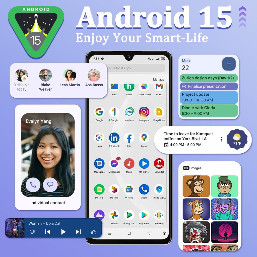CUBOT P90 Smartphone Android 15, 24GB RAM+256GB ROM, 6.88" HD+ 120Hz Display, 1.72" Rear Touch Screen, 64MP+16MP, 5100mAh, NFC/Face ID/Fingerprint