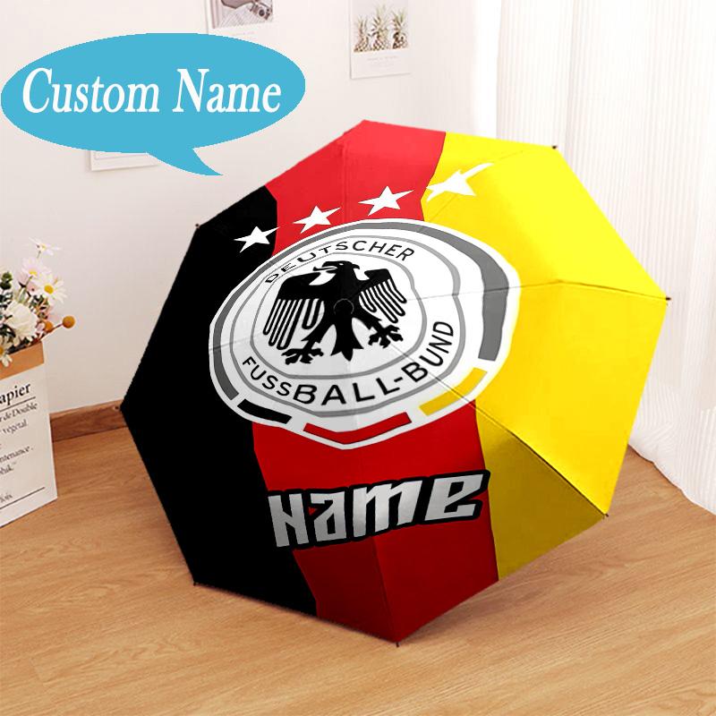 Custom Name German Football Crest Umbrella Folding Umbrella, Automatic Umbrella - 8-Frame for Travel, Casual Lightweight Personalized Gifts