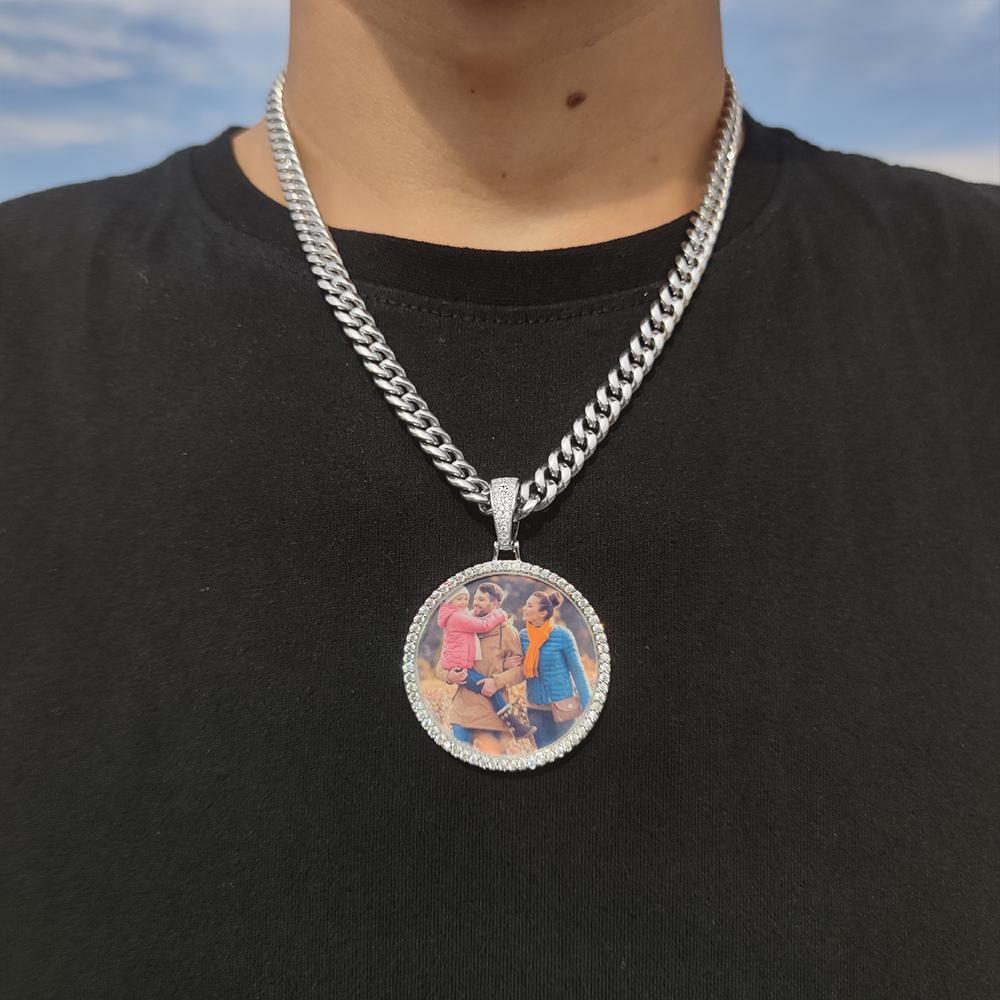 Custom Made Big Photo Medallions Gold Necklace Pendant Iced Out Cuban Men Hip Hop Picture Jewelry Gift Can Free Custom