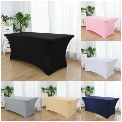 Black Solid Colour Thickened Rectangle Tablecloth Elastic Table Cover for Hotel Restaurant Wedding Banquet Decoration