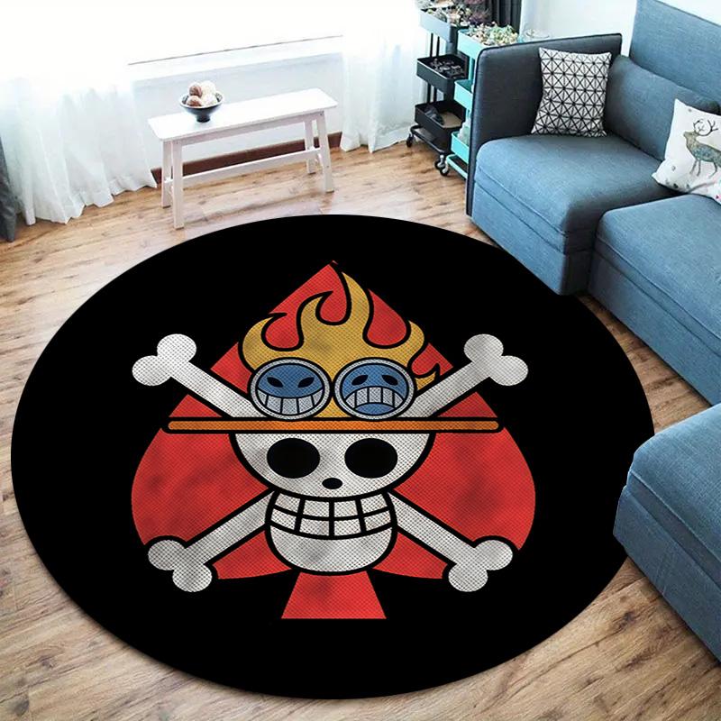 One Piece Logo Round Area Rug Carpet Rug For Living Room Bedroom Sofa Playroom Decor Nonslip Floor Mat