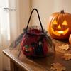 Halloween Candy Bag for Kids Bag, Tutu Mesh Witch Pumpkin Bucket, Trick or Treat Detailed Embroidery Party Favor Pouch, Reusable Holder with