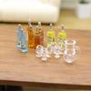 1 Set Puppenhaus Küche Restaurant Dekor Zubehör 1:12 Puppenhaus Miniatur Weinflaschen Mini Rotwein Glas Modell