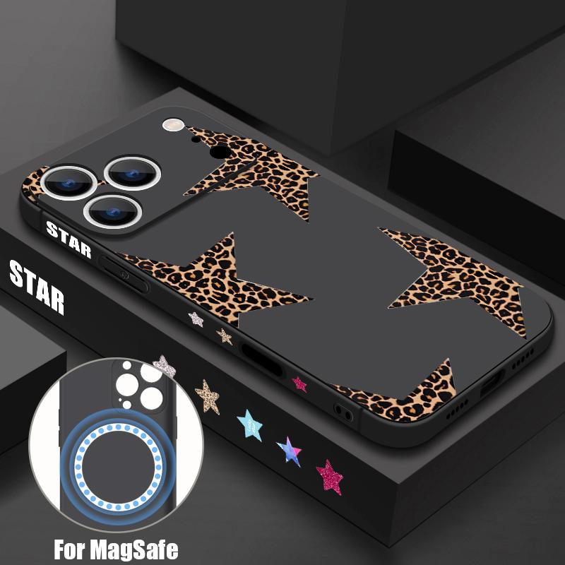 Magnetic For Magsafe Case For iPhone 17 Pro Max Colorful Stars Print Soft Silicone Phone Back Cover For iPhone 16 15 14 13 Pro Max 16e 17e