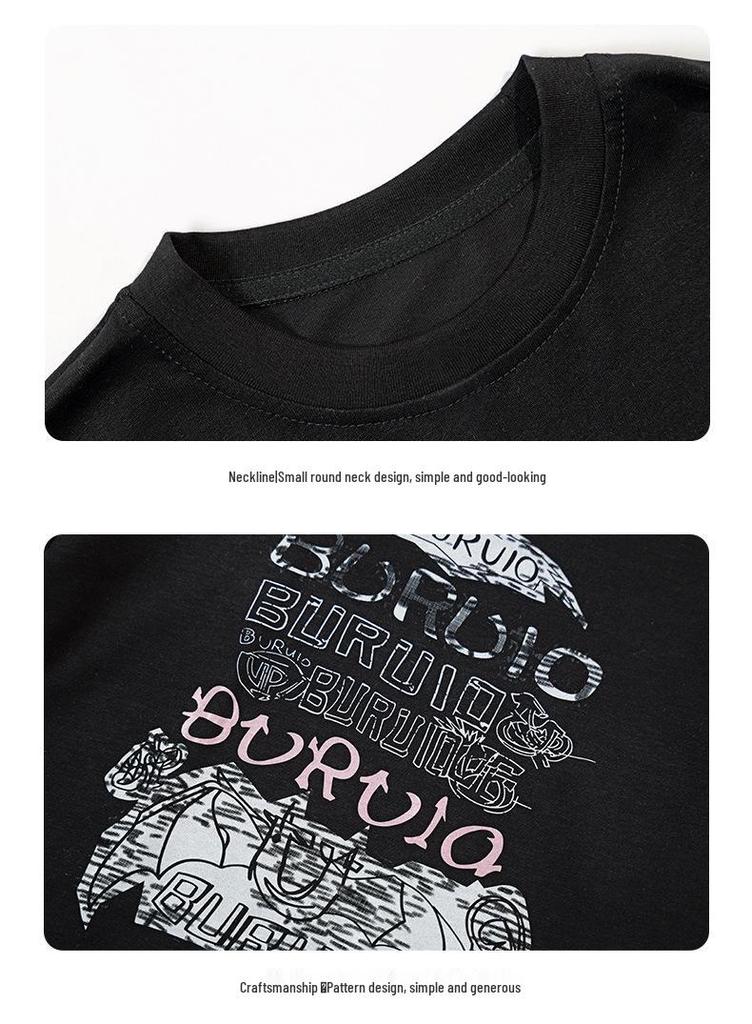 You Jia Meng Mädchen Baumwoll-Kurzarm-T-Shirt mit Aufdruck - Sommer Freizeitmode