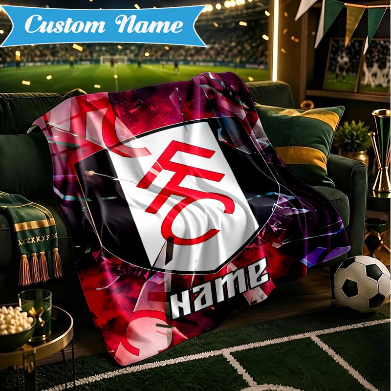 Custom Name Fulham FC Crest Blanket Lightweight Ideal Bedding Blanket Perfect for Travel, Camping, Living Rooms, Sofas, Christmas Gift