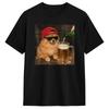 Unisex T-Shirt Lustiger Zwergspitz trinkt Bier Welpenhund Meme T-Shirts Trendige Sommer-T-Shirts Vintage 100% Baumwolle Kleidung Geschenkidee