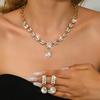 European and American Versatile Bridal Earrings, Necklace, Two Piece Set, Full Diamond Water Drop Alloy Accessories