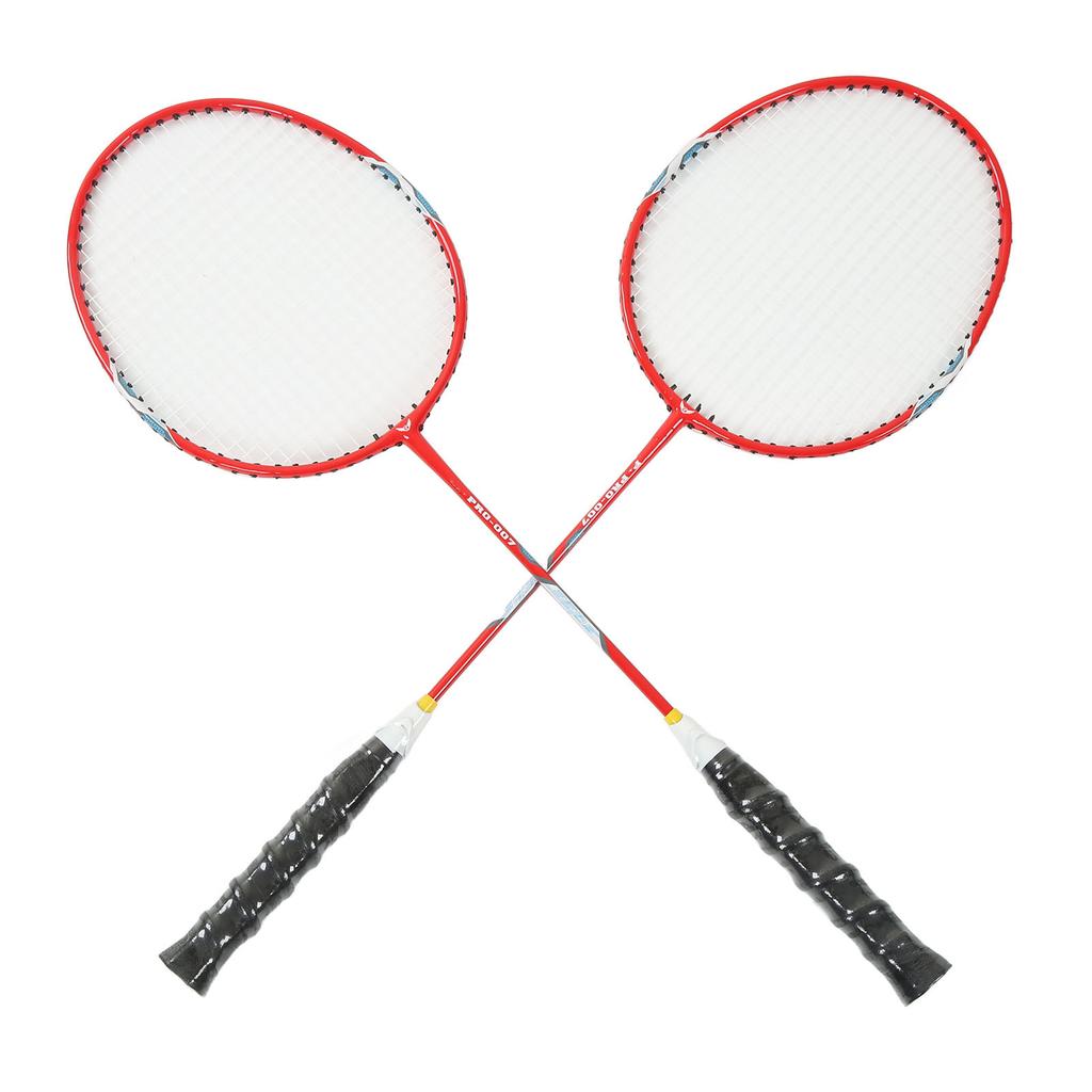2Pcs Badminton Racquet Ferroalloy Integrated Primary Badminton Racket with Nylon Handle Red