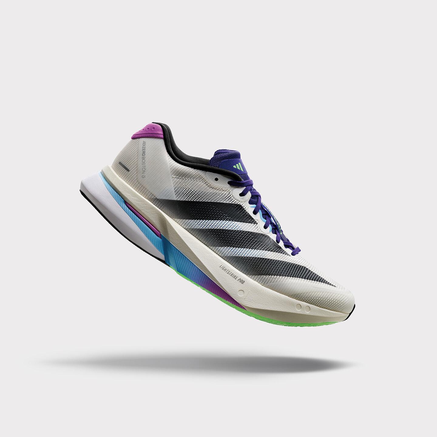 adidas Adizero Boston 13  Core White Core Black Lime Burst  40.5