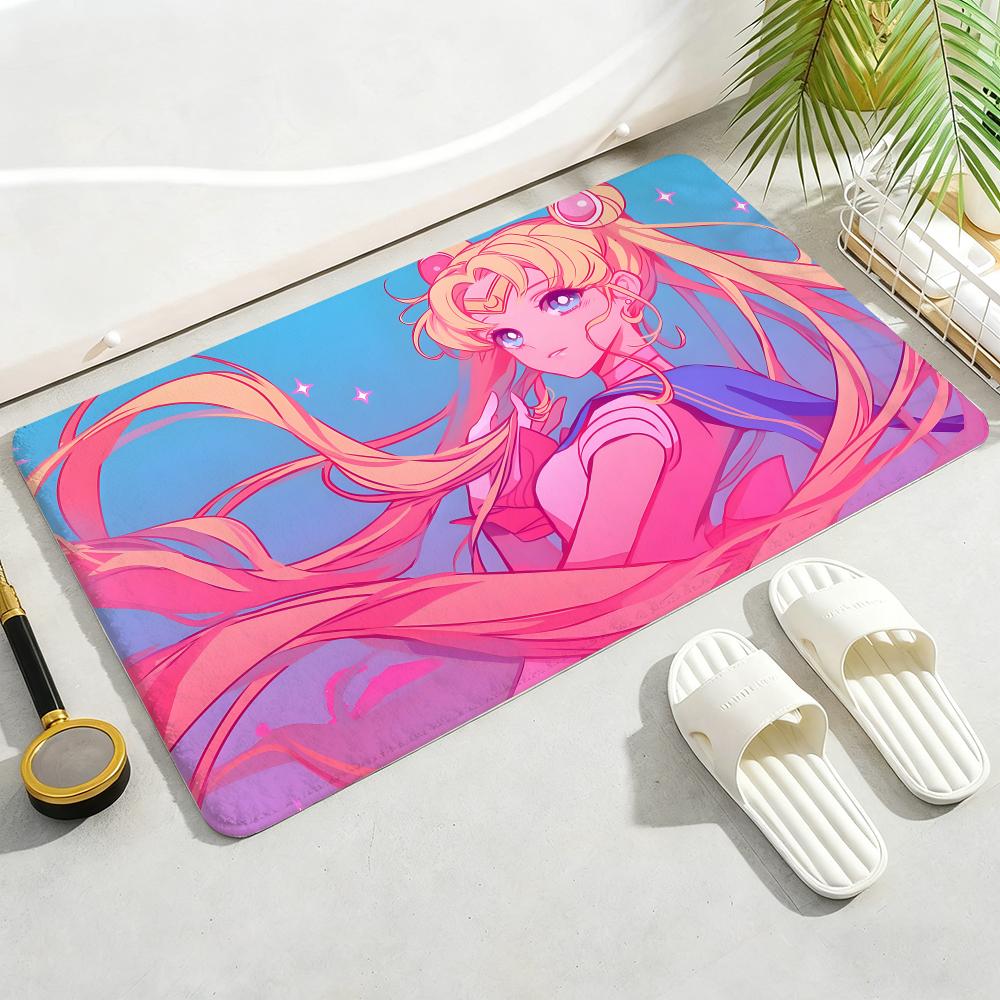 ANIME S-SAILOR-MOON Floor Mat Soft Thickened Non-Slip Door Mat for Living Room Home Decor Flannel Rugs