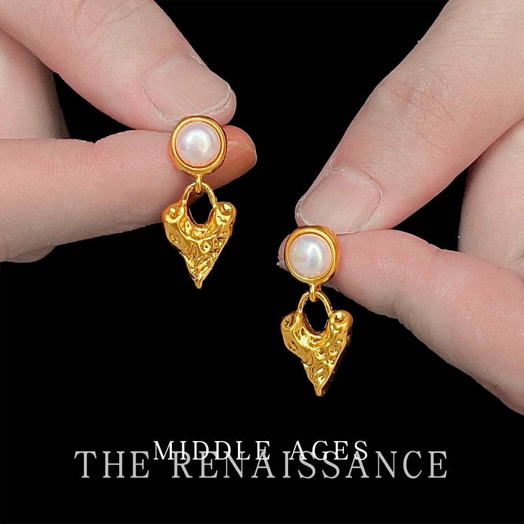 Серьги-пусеты с текстурой жемчуга пресной воды, покрытые 18-каратным золотом, серьги  lava love , французские ретро серьги