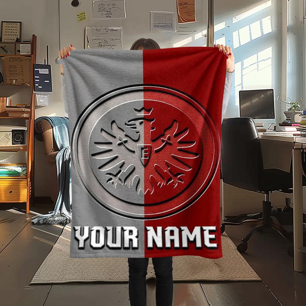 1 Stück Personalisierte Eintracht Frankfurt Muster Flanell Decke Geeignet für Alle Jahreszeiten für Heimdekoration Wärme und Komfort Geschenke Feiertagsgeschenk