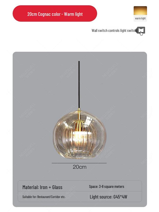 Nordic Minimalist Glass Ball Pendant Light for Cafe, Restaurant, Bar, Window, or Bedside.