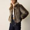 Zbzr Autumn New Women clothes Western Style Lapel Zipper Ornament Contrast Color Suede Shearling Jacket Outerwear Loose Top