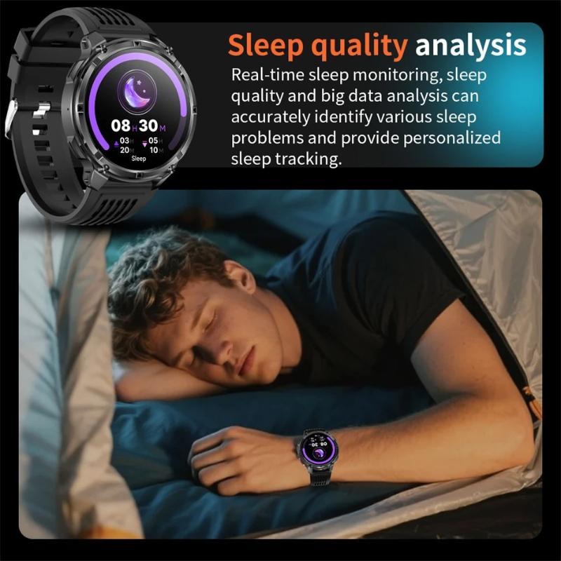 2026 New Military 1100mAh Battery Smart Watch 1.7" AMOLED Screen Compass GPS Flashlight Bluetooth Call Waterproof 5ATM Swim Smartwatch Men