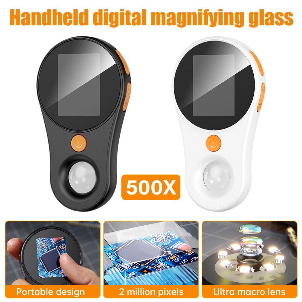 500X Digital Microscope 1080P Video Coin Microscopio with Magnifying Glass With 8Leds for Electronics Repair Tool