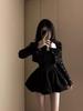 Kleines Französisches Chic Schwarzes Herbstkleid - Puffiger Prinzessin Tulpenrock