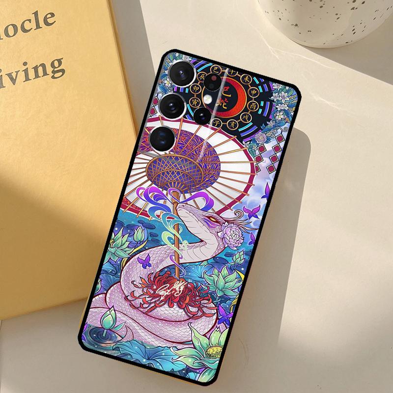 Chinese Zodiac Dragon Tiger Phone Case For Samsung Galaxy S25 S20 S21 S22 S23 S24 Ultra S9 S10 Plus S25 FE Cover Shell