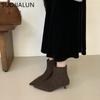 Fashion SUOJIALUN 2024 Winter New Brand Women Short Boots Fashion Pointed Toe Ladies Elegant Ankle Boots Thin High Heel Dress Pumps Shoe