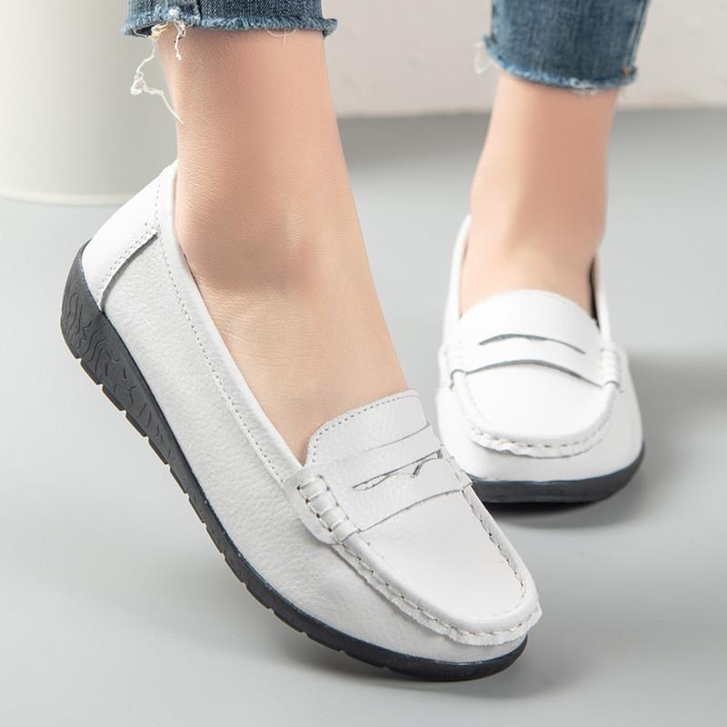 Leather Womens Loafers With Soft Pu Insole For Casual Summer Wear