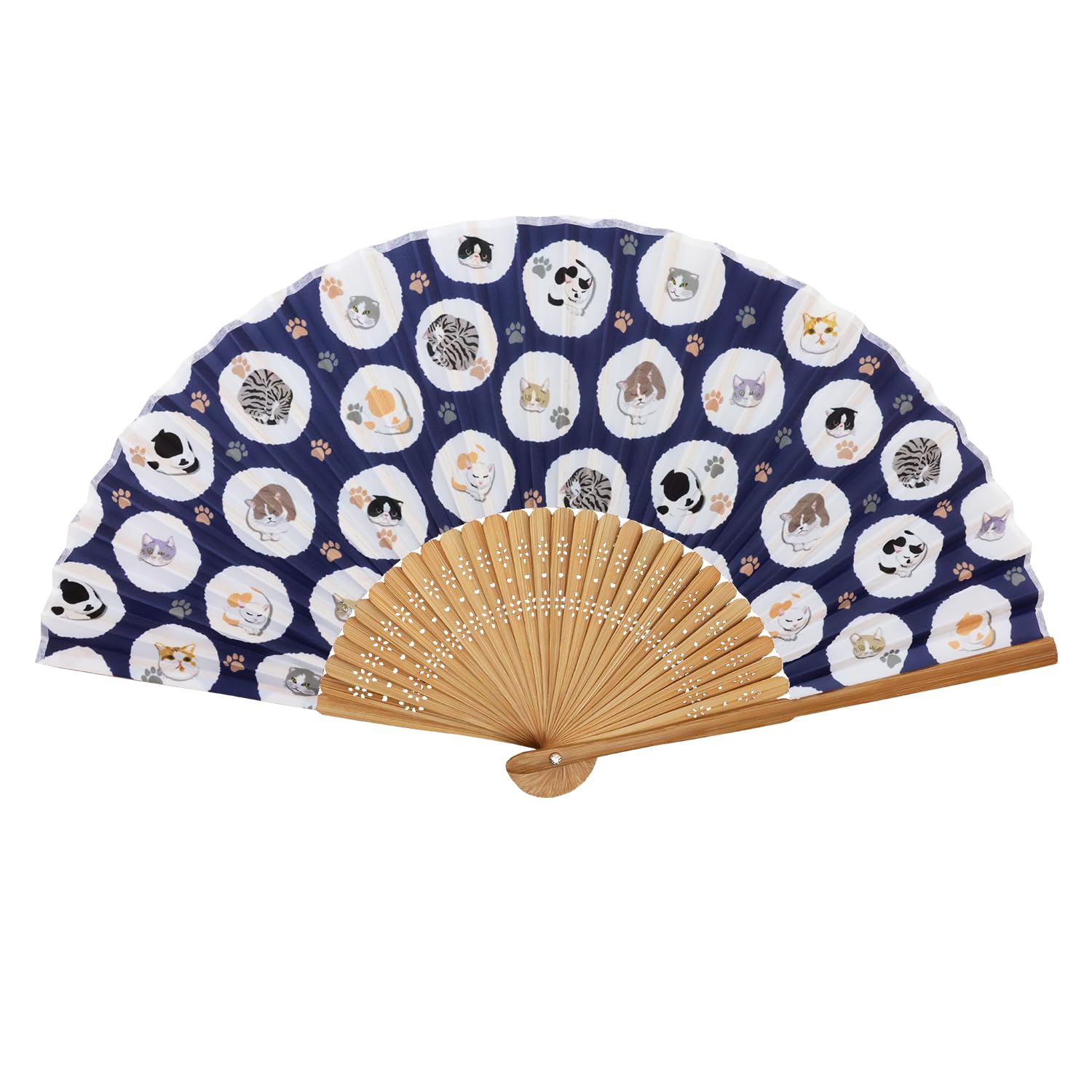 

Folding Fan Japanese Traditional Japanese Nyantama Boxed [Osaka Choseido] Women s - Stylish, Business, Style, Accessories, Festival, Design, (Round)