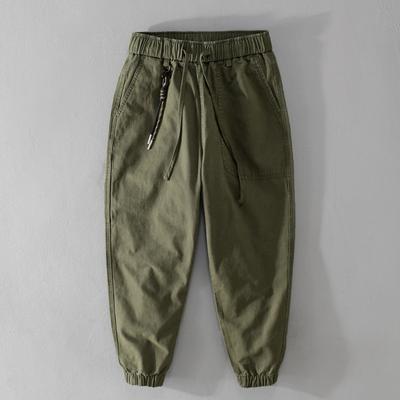 Pantalon Cargo Simple en Coton pour Homme Automne Décontracté Couleur Unie Taille Élastique Doux Joggers de Rue Pantalon pour Homme