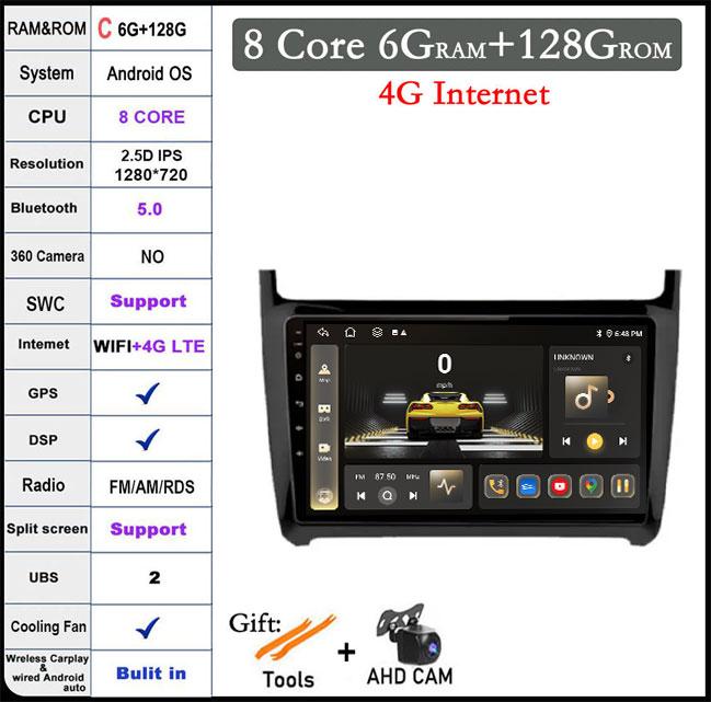 For Volkswagen VW Polo 5 Sedan 2008 - 2020 Car Radio Multimedia Player Carplay Stereo GPS DVD Head Unit 4G Wifi
