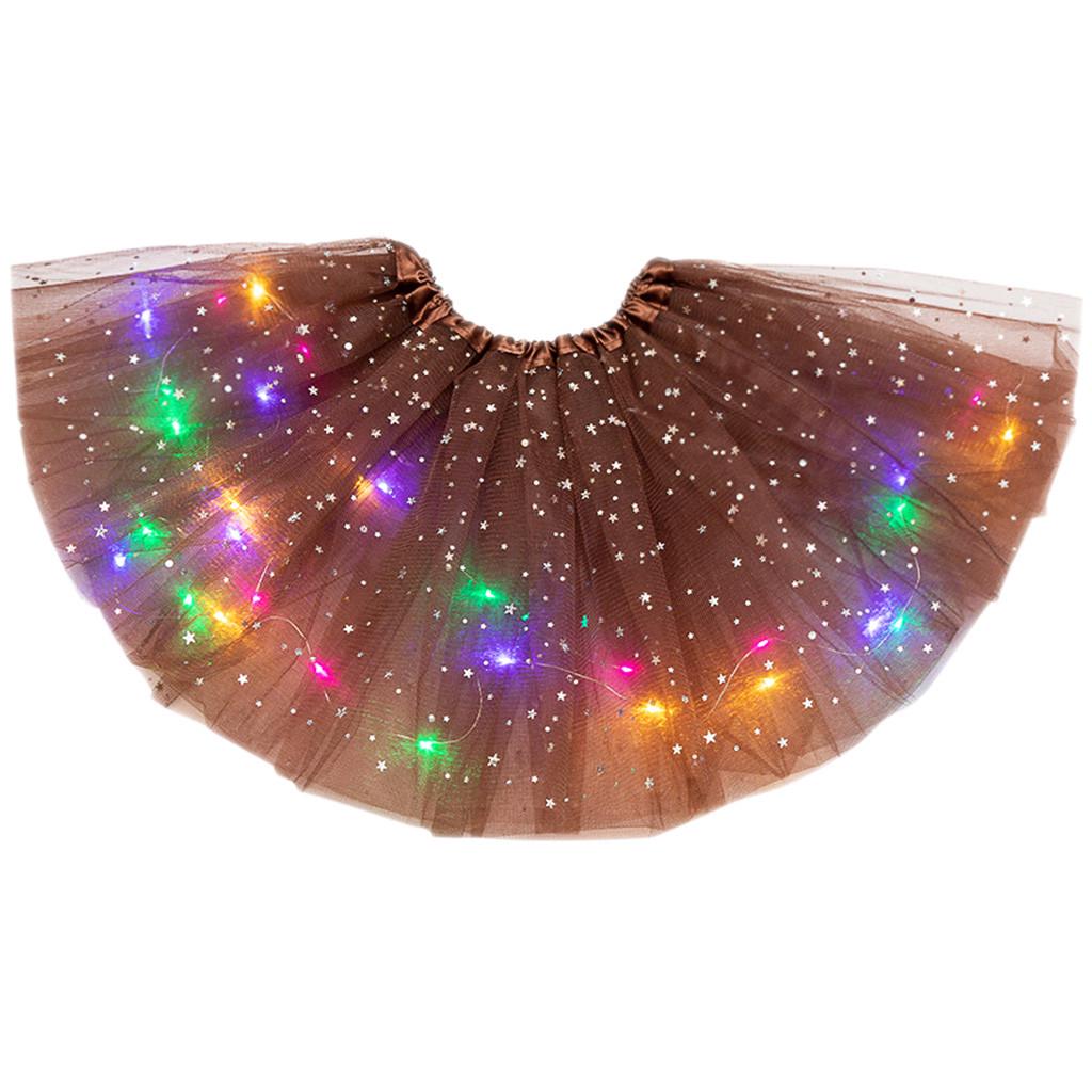 Kids Girls Baby Sequin  Skirt LED Light Up Pettiskirt Ballet Clothes